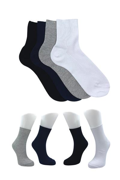 Unisex Çok Renkli Tenis Kolej Pamuklu Çorap 4lü Paket