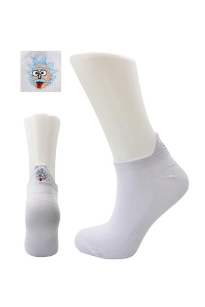 Unisex Desenli Nakışlı Renkli Patik Pamuklu Çorap 2li Paket