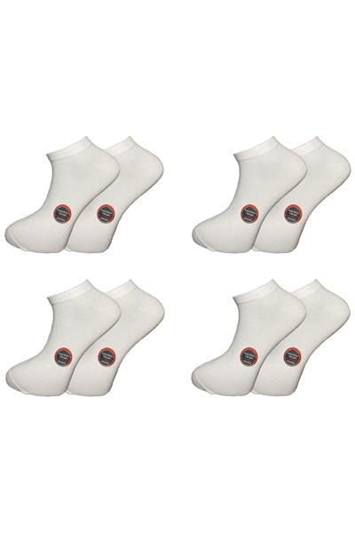 Unisex Pamuklu Dikişsiz Beyaz Patik 4lü Paket