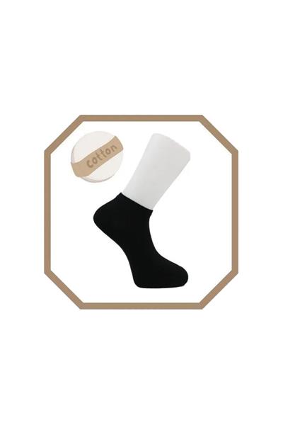 Unisex Pamuklu Dikişsiz Siyah Patik 4lü Paket