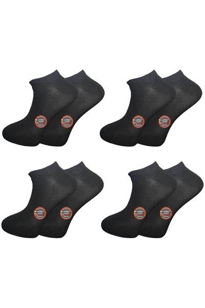 Unisex Pamuklu Dikişsiz Siyah Patik 4lü Paket