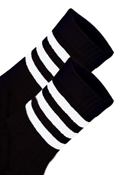 Unisex Renkli Beyaz 3 Çizgili Siyah Soket Tenis Çorap Kolej 3lü Paket