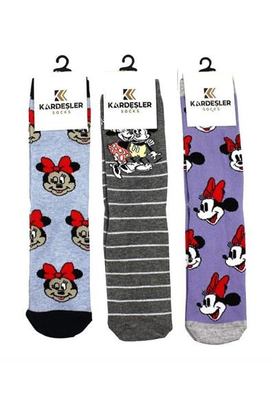 Unisex Renkli Karikatür Desenli Soket Uzun Çoraplar 3lü Paket