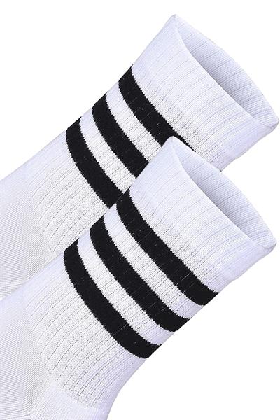 Unisex Renkli Siyah 3 Çizgili Beyaz Soket Tenis Çorap Kolej 3lü Paket