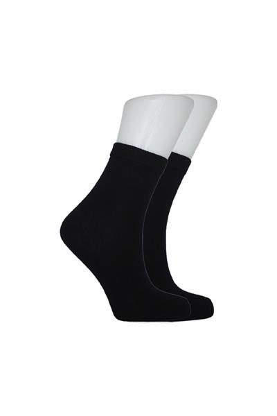 Unisex Yarım Konç Siyah Pamuklu Düz Çorap 3lü Paket