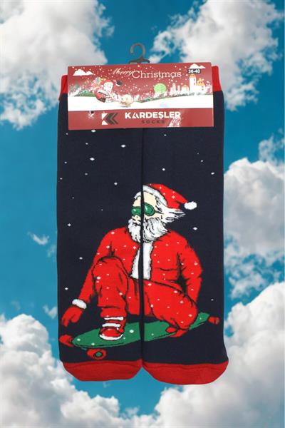 Yılbaşı Noel Christmas Renkli Desenli Soket Havlu Çorap