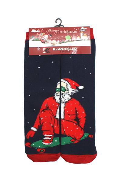 Yılbaşı Noel Christmas Renkli Desenli Soket Havlu Çorap