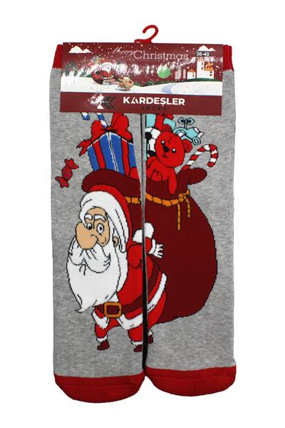 Yılbaşı Noel Christmas Renkli Desenli Soket Havlu Çorap