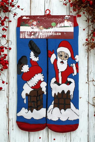 Yılbaşı Noel Christmas Renkli Desenli Soket Havlu Çorap