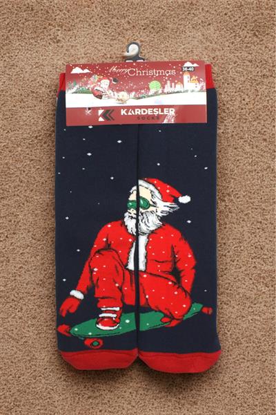 Yılbaşı Noel Christmas Renkli Desenli Soket Havlu Çorap