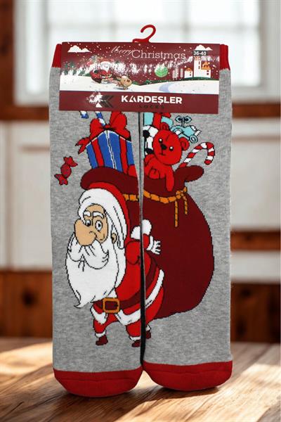 Yılbaşı Noel Christmas Renkli Desenli Soket Havlu Çorap