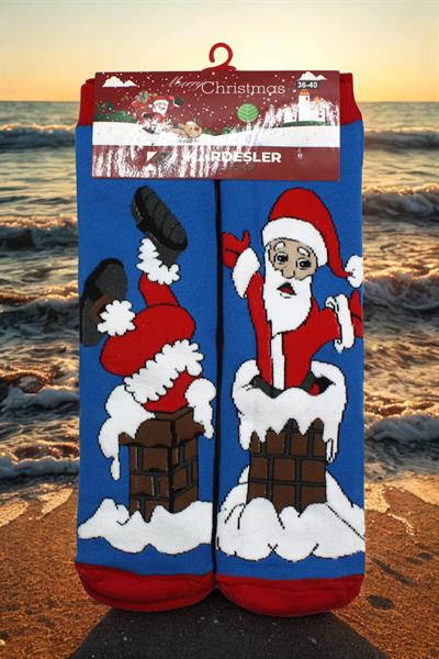 Yılbaşı Noel Christmas Renkli Desenli Soket Havlu Çorap
