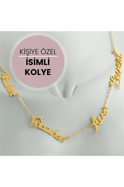 Kişiye Özel Dört İsim Yazılı Kolye