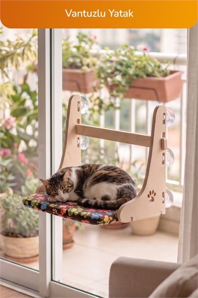 4lü Pati Desen Kedi ve Küçük-Orta Irk Köpekler İçin Konfor Seti, Çadır, Minder, Mama Kabı, Vantuzlu Cam Yatağı
