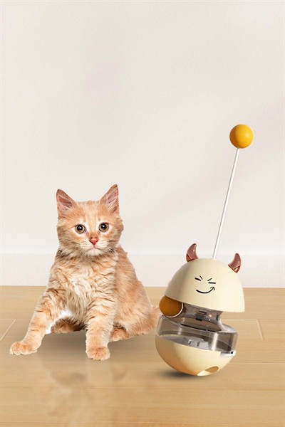 İnteraktif Gıda Dağıtıcı Oyuncak Tumbler Cat Oyuncak Topu Atıştırmalık Dağıtıcı İkili döner toplar
