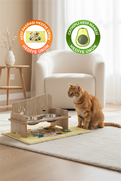 Pati Mama Kabı Kedi Köpek Suluk Mamalık, Paspas ve Avokado Kedi Nanesi Hediye