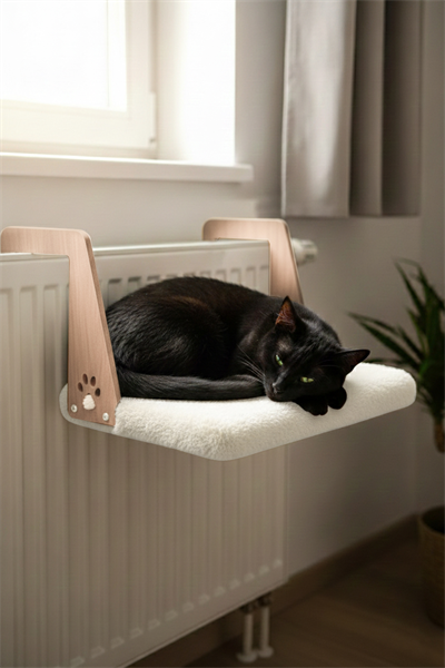Peluş Kalorifer Petek Radyatör Yatağı Kedi Geniş Kedi-Köpek Kalorifer Yatağı, Hediye Paspas