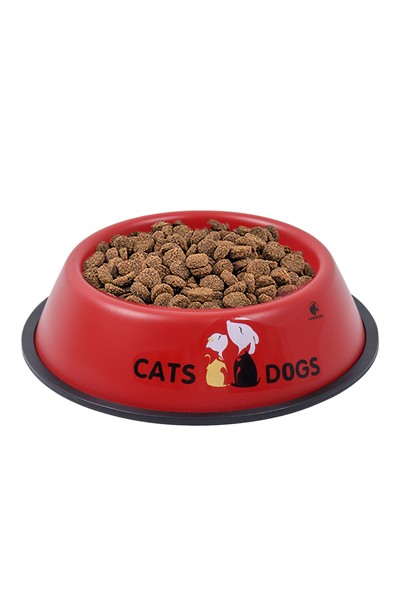 RENKli Metal Mama Kabı, Kedi Köpek Mama Su Kabı 16 cm