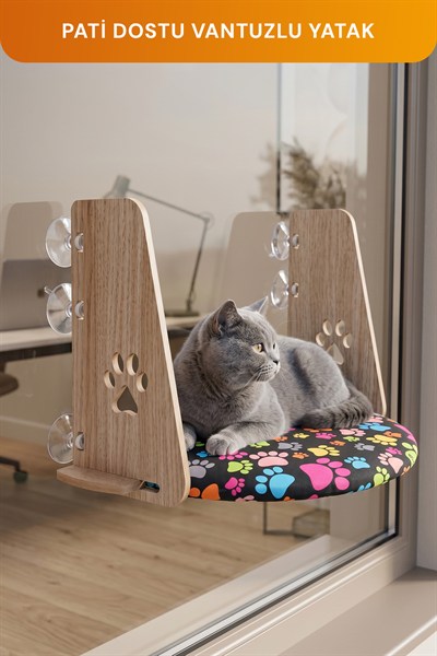 Vantuzlu Desenli, Yumuşak Kedi Cam Yatağı
