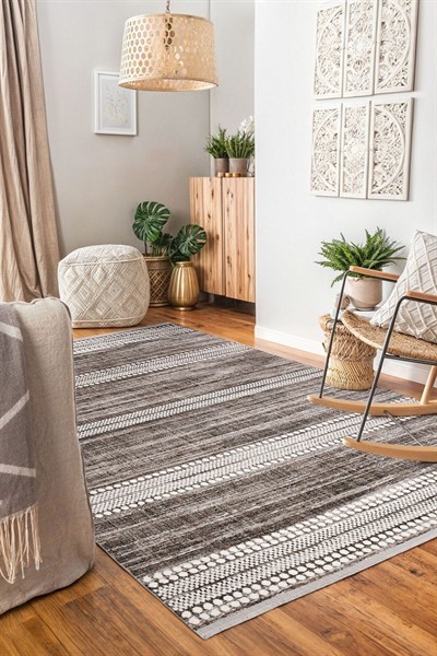 Lazuli Dokuma Halı |Makinede Yıkanabilir Modern Halı|Kilim, Yolluk, Salon, Mutfak Halısı|Vizon|LZL01