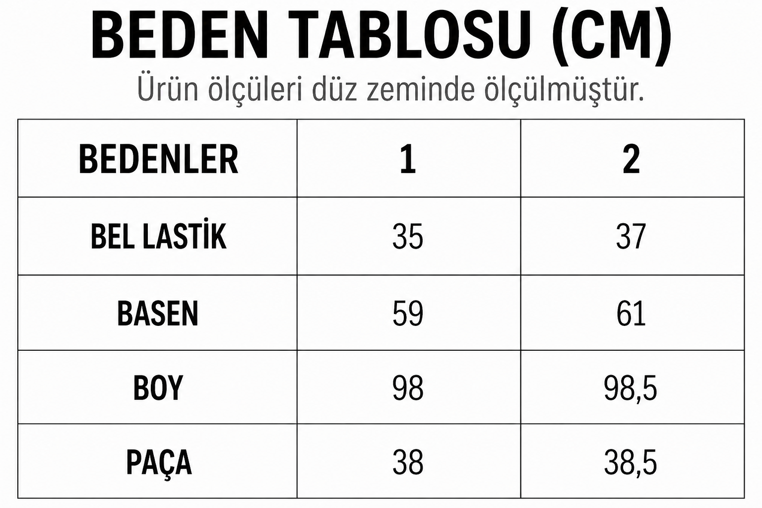 Beden Tablosu