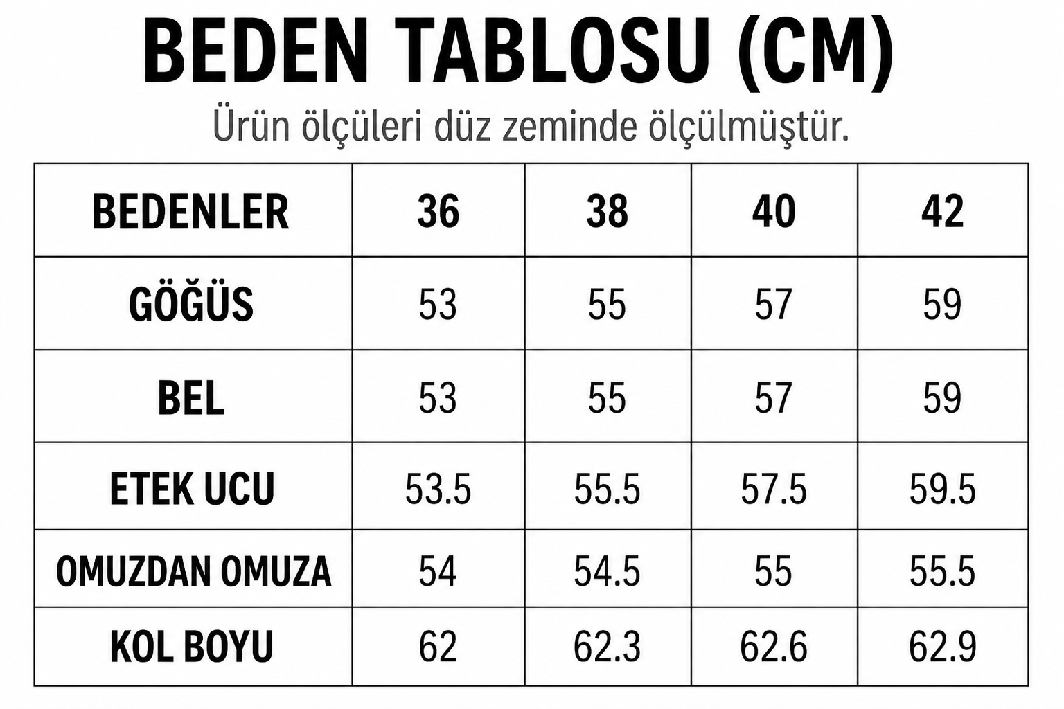 Beden Tablosu
