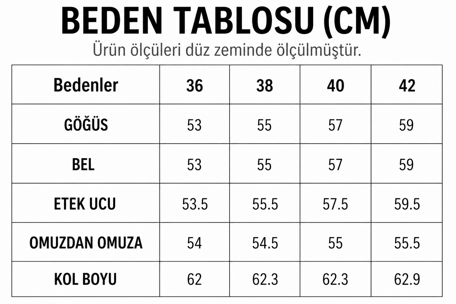 Beden Tablosu