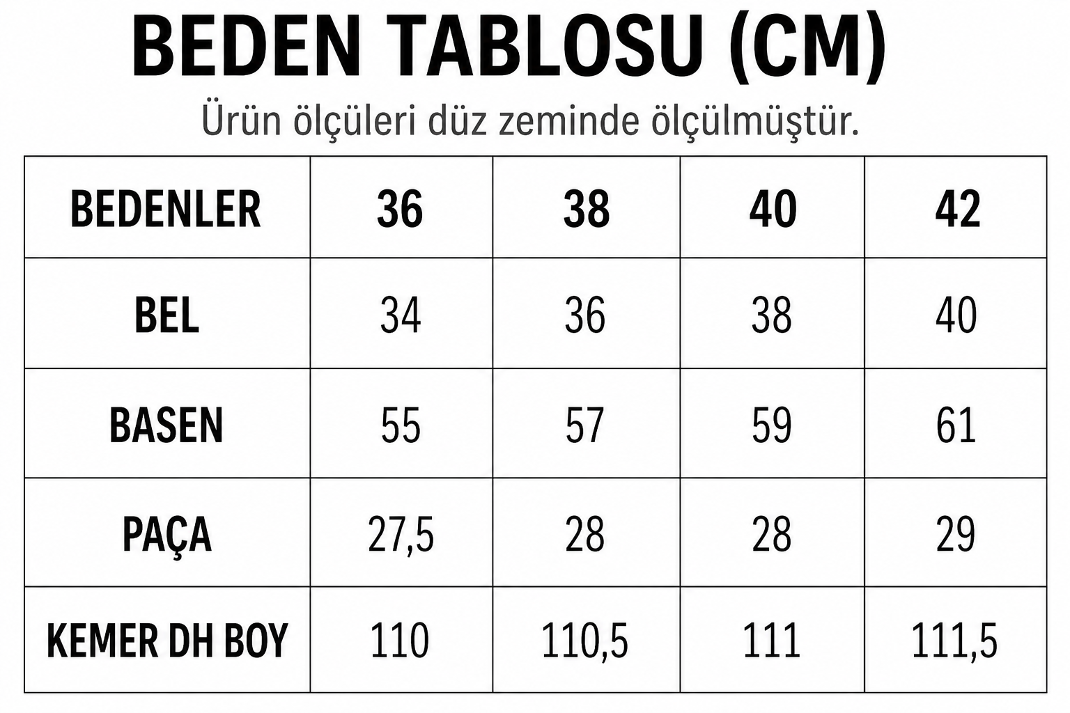 Beden Tablosu