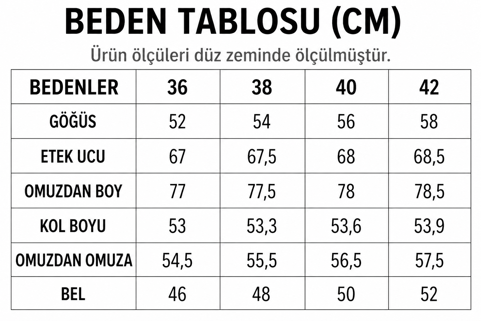Beden Tablosu