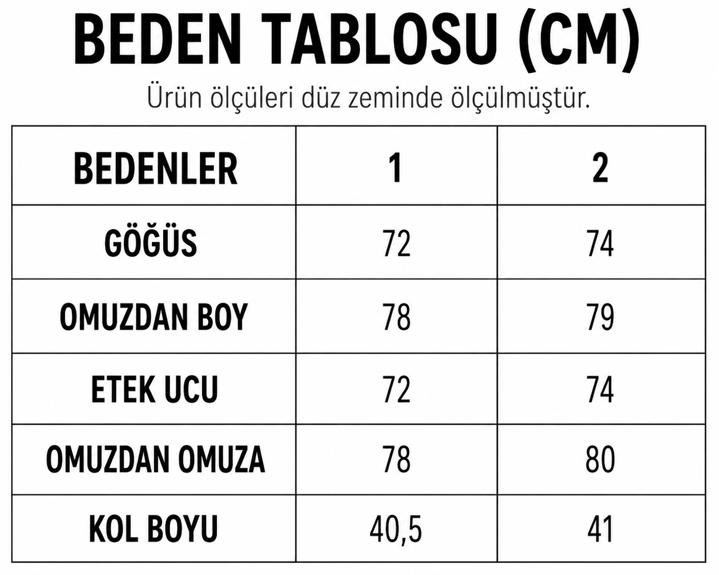 Beden Tablosu