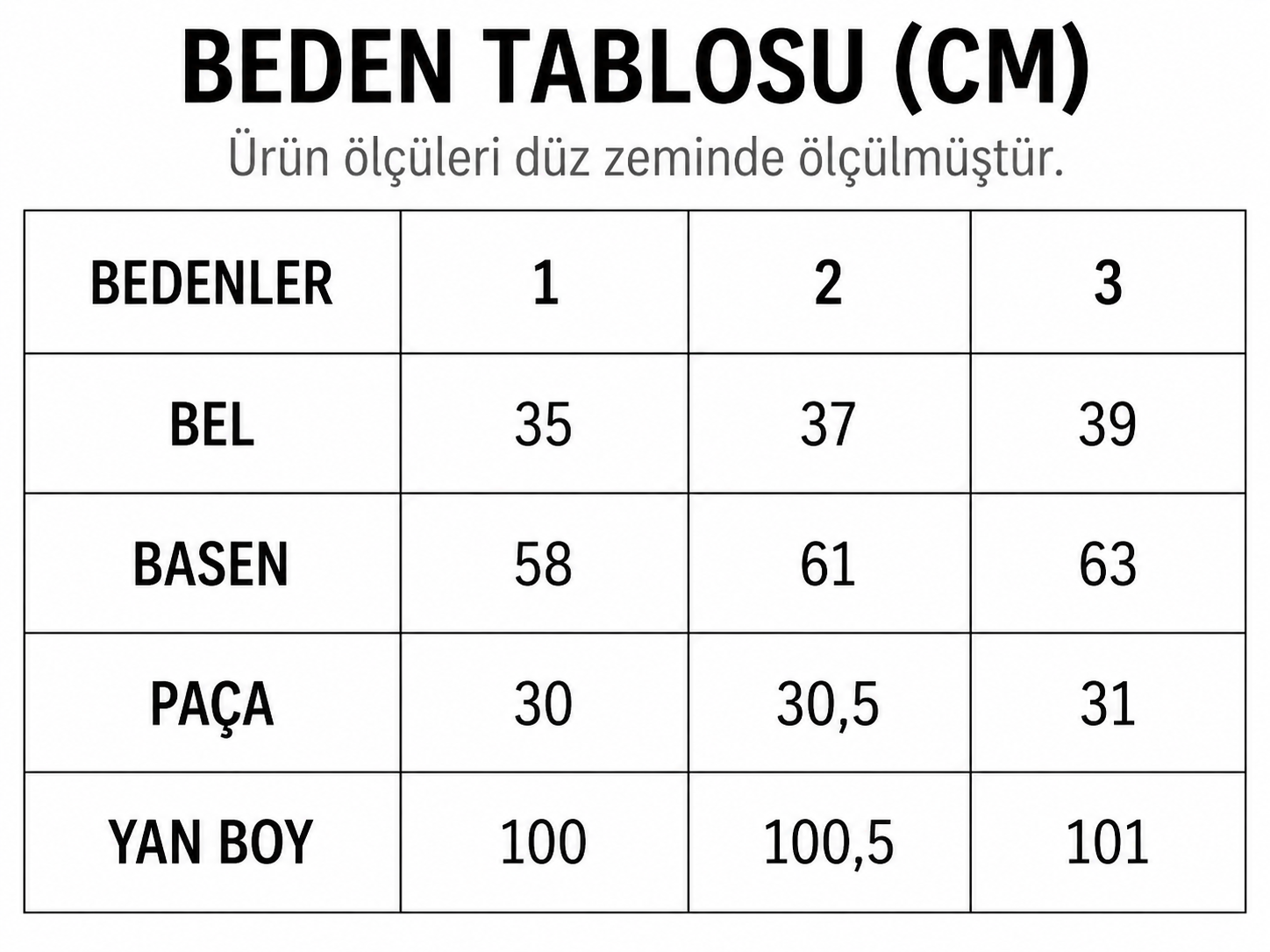 Beden Tablosu