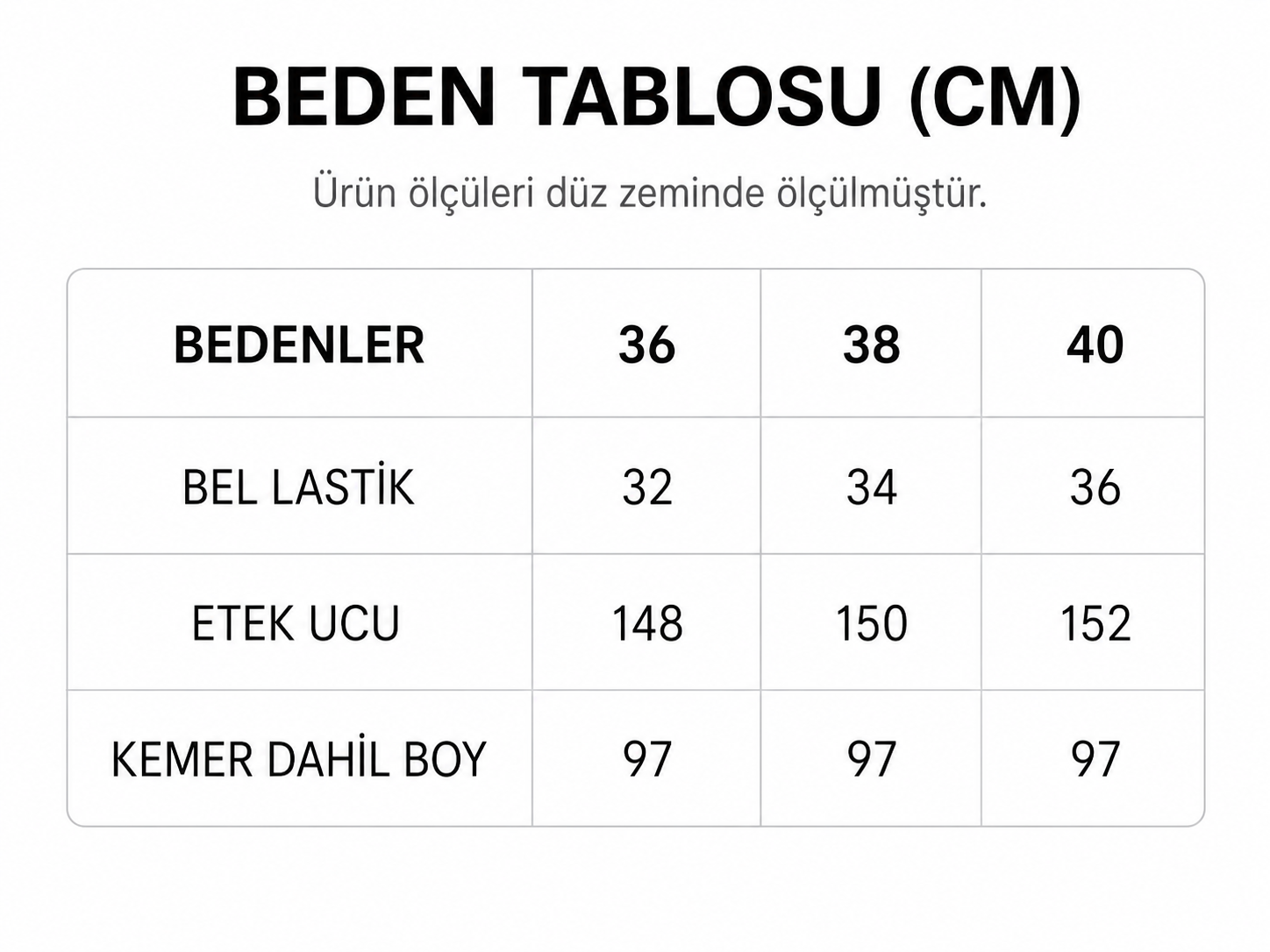 Beden Tablosu