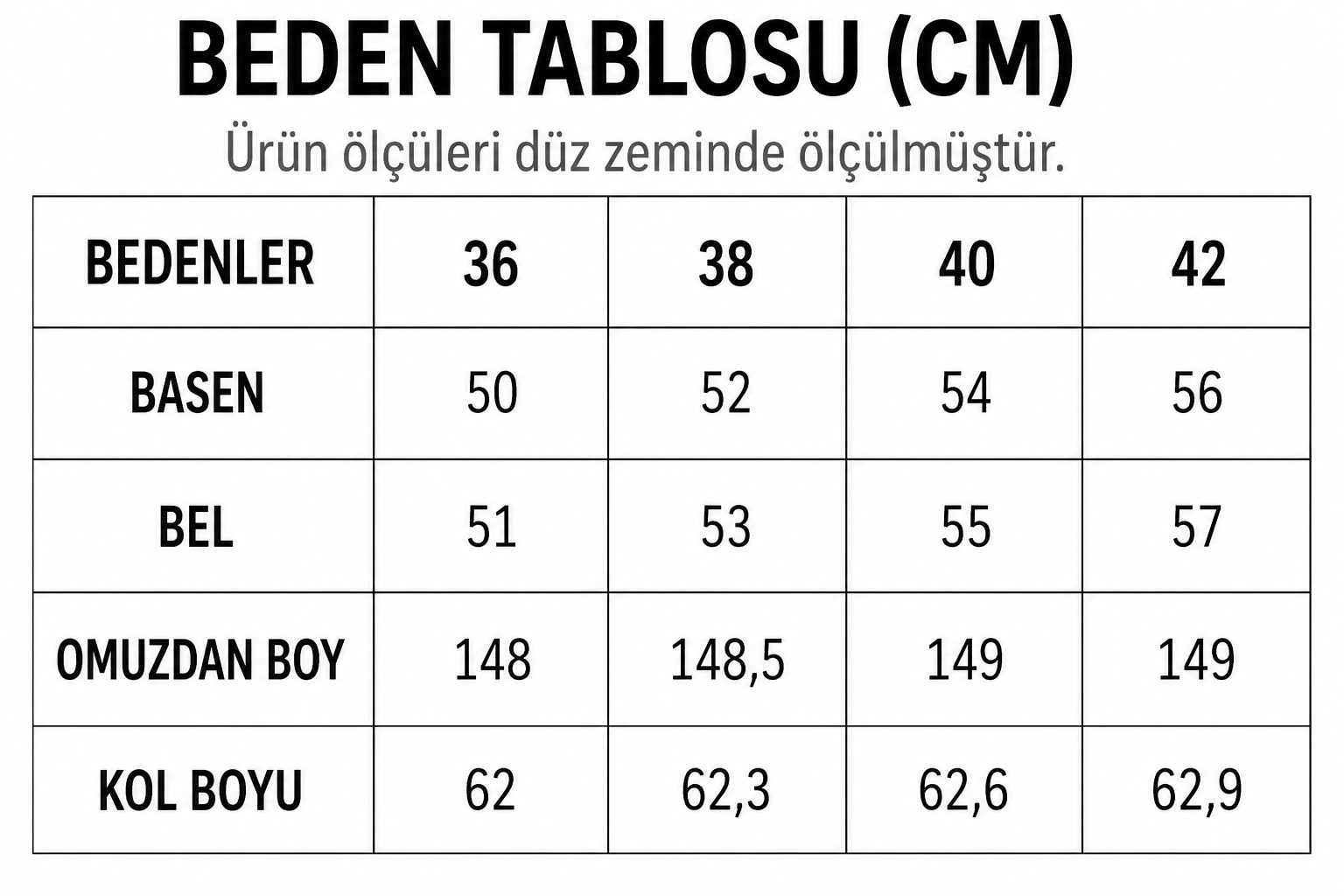 Beden Tablosu
