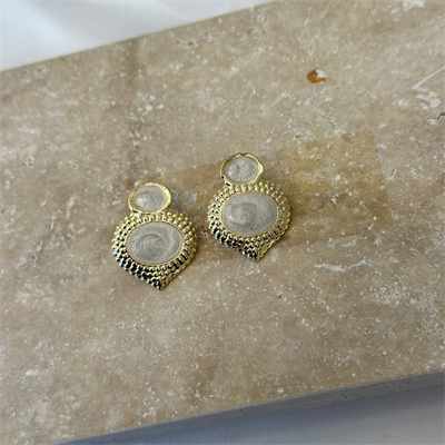 Gold Tırtıklı Çerçeveli Sedef Mineli Küpe