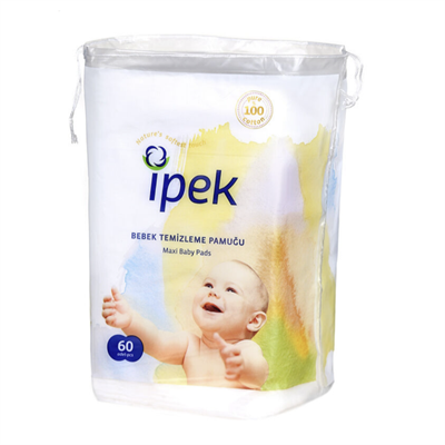 İpek Hidrofil Maxi Bebek Temizleme Pamuk Pedi 60 Adet
