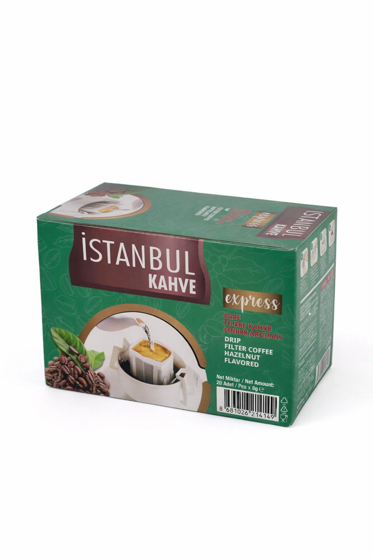 İstanbul Drip Filtre Kahve Fındık Aromalı 8 gr x 20 Adet