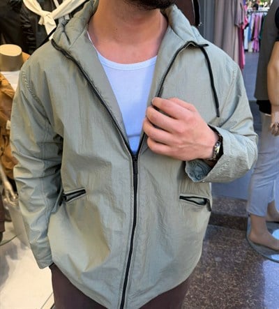 oversize yeşil renk yağmurluk