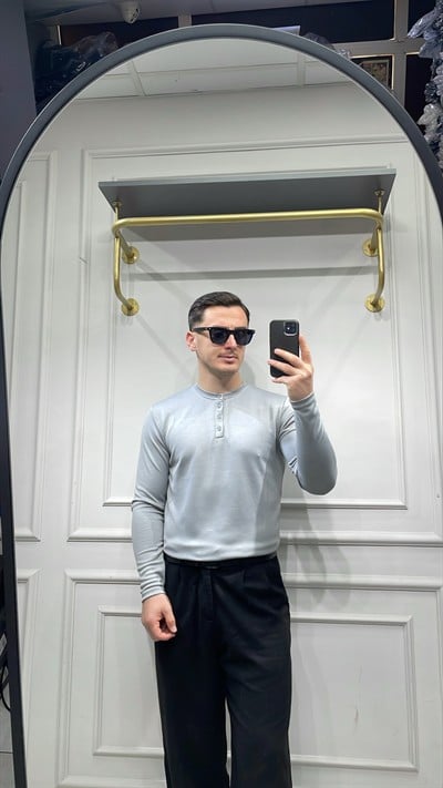 Modal Düğme Detay Sweat - Gri