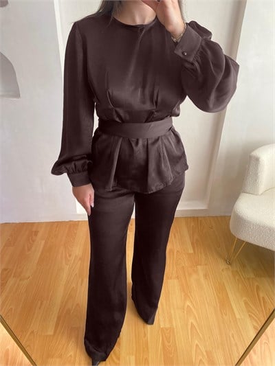 Beli Pensli Kemerli Floş Saten Takım
