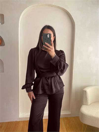 Beli Pensli Kemerli Floş Saten Takım