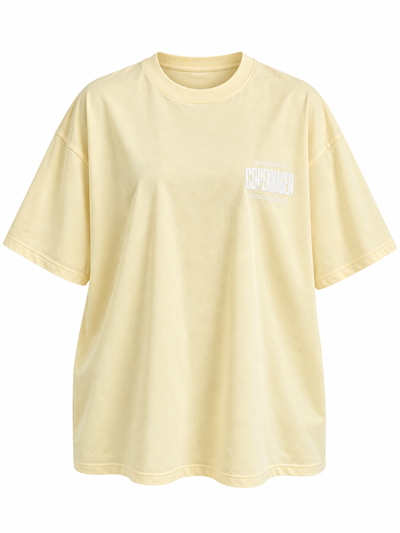 Sarı Oversize Arkası Baskılı Pamuklu T-shirt