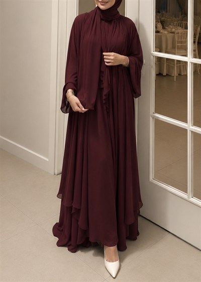Abaya Takım Bordo