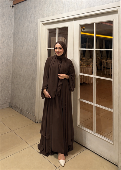 Abaya Takım Kahverengi