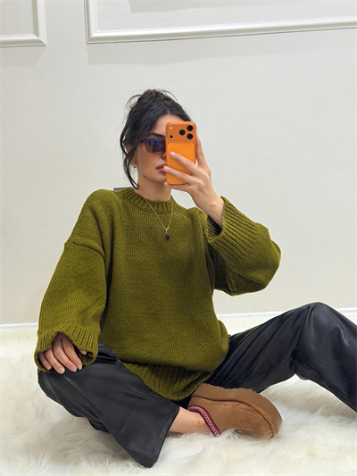 Oversize Triko Kazak Yeşil