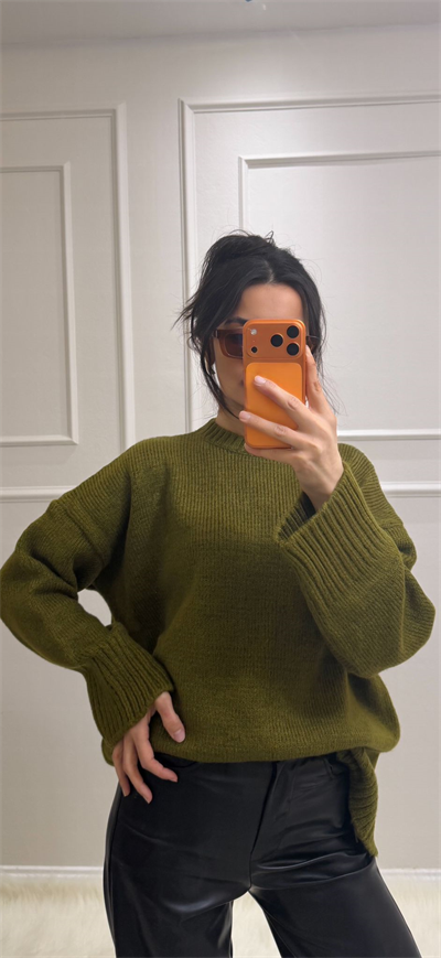 Oversize Triko Kazak Yeşil