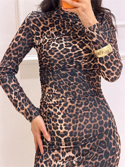 Sendy Kumaş Elbise Leopar