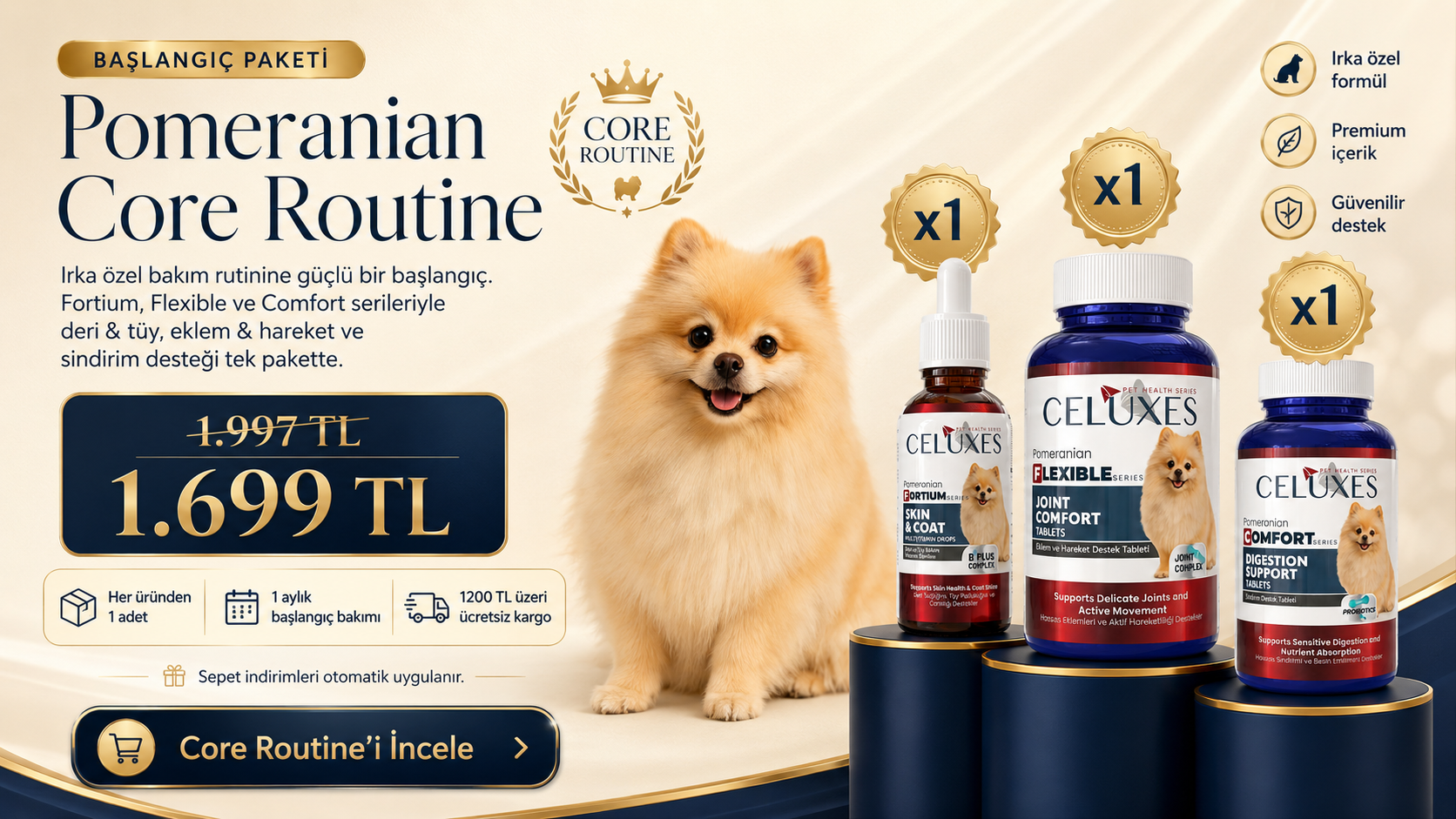 Pomeranian İçin Özenle Seçilmiş Bakım Serileri