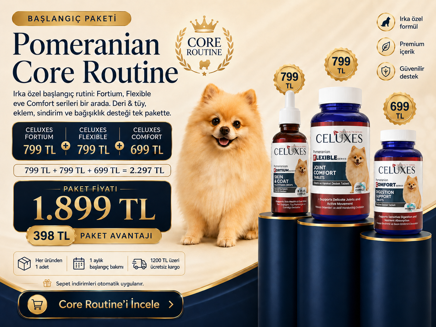 Pomeranian İçin Özenle Seçilmiş Bakım Serileri