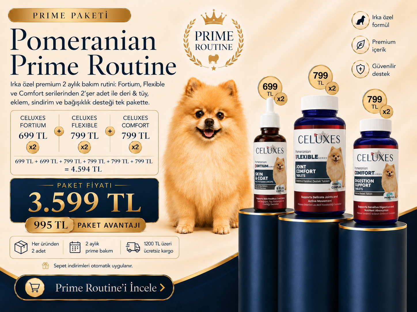 Pomeranian’a Özel Celuxes Bakım Serisi