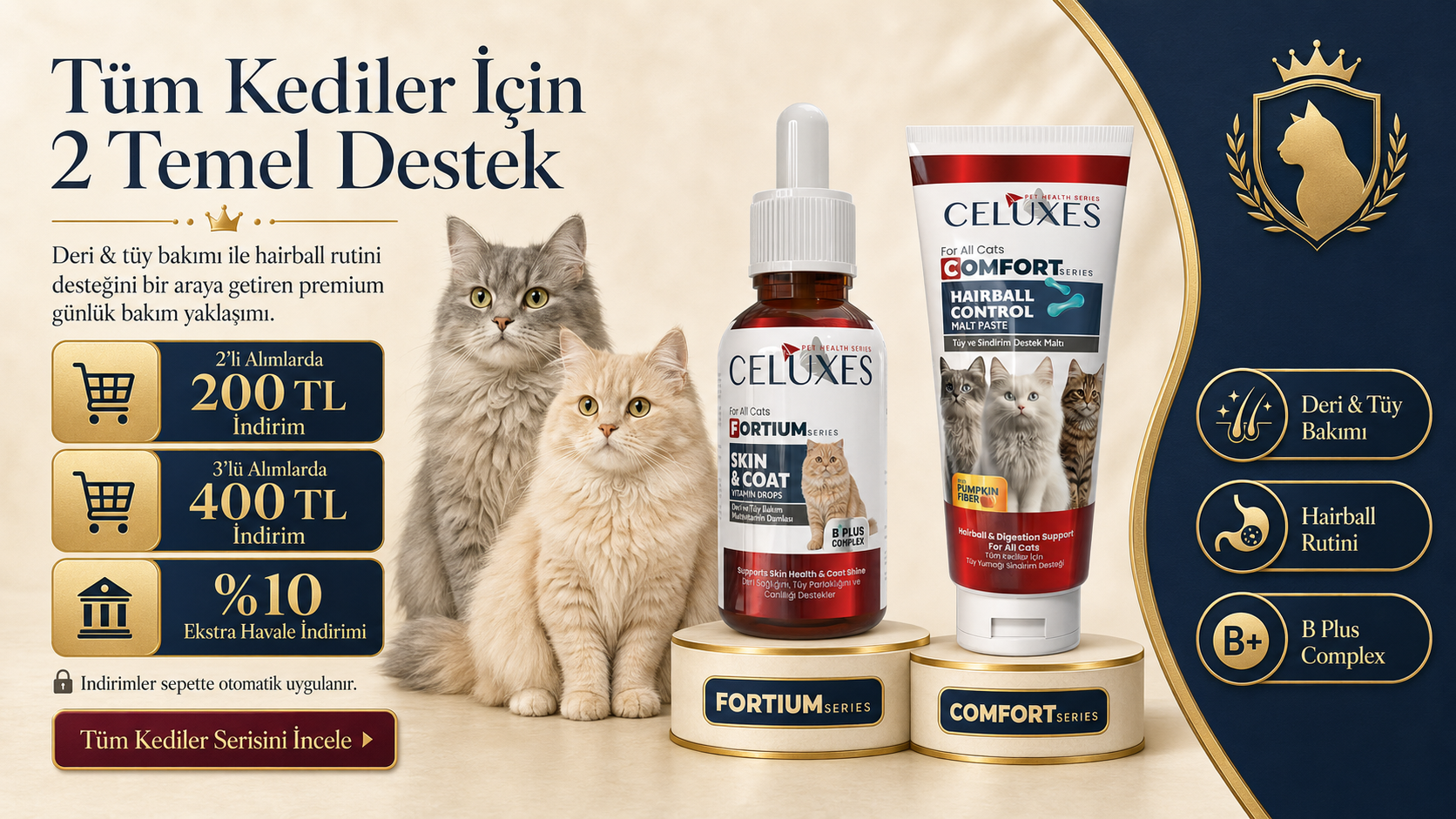 Tüm kediler Özel Celuxes Bakım 2 Seri 2 Temel Destek 